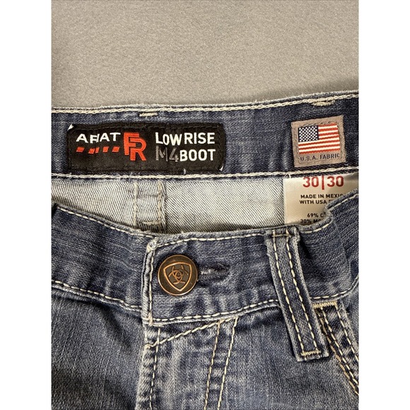 Ariat FR M4 LOW RISE Boot Jean Mens 30x30 Thick Stitch Denim Carpenter Work EUC - Picture 3 of 9